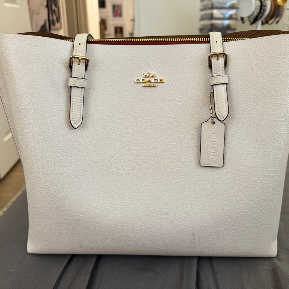 GUC COACH Mollie Tote Bag in Chalk White
